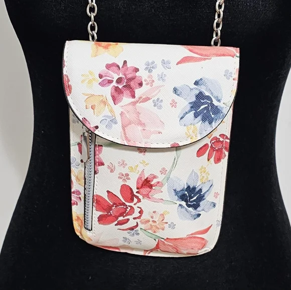 SAFE KEEPER Flower Print Vegan Leather Crossbody - Picture 1 of 5